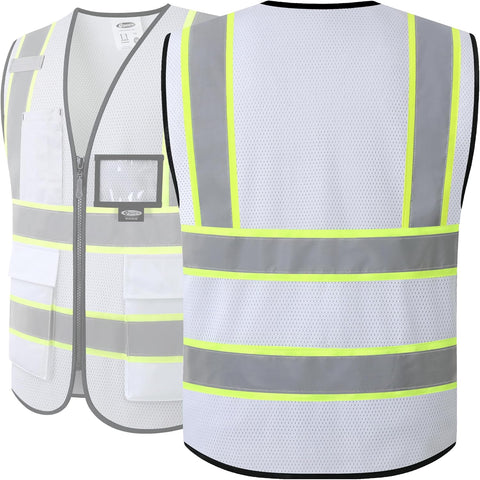 JKSafety Safety Vest for men women Hi Vis Vest with Pockets and Zipper High Visibility Reflective Vests BX320