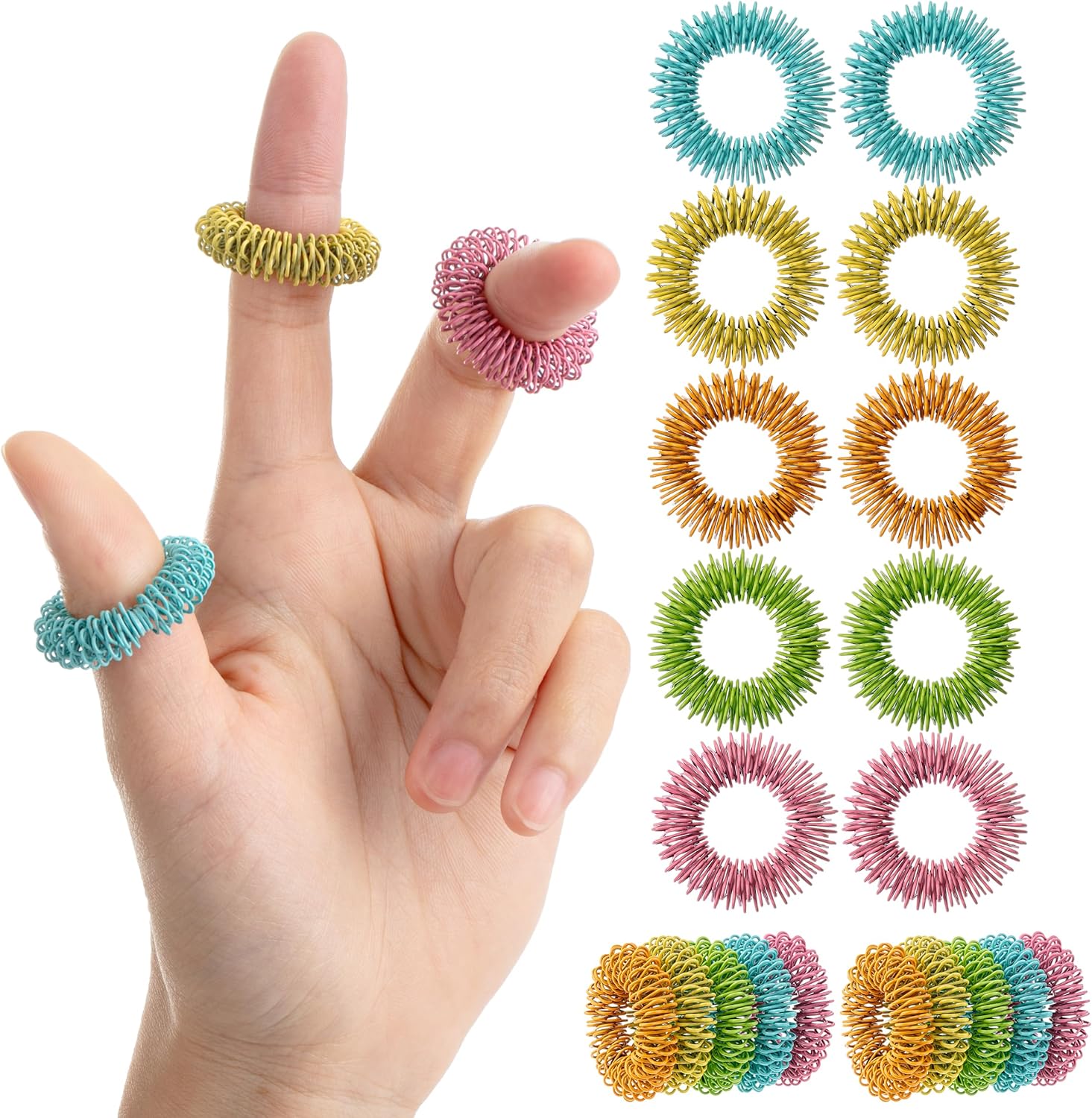 Mr. Pen- Spiky Sensory Rings, 10 Pack, Colorful