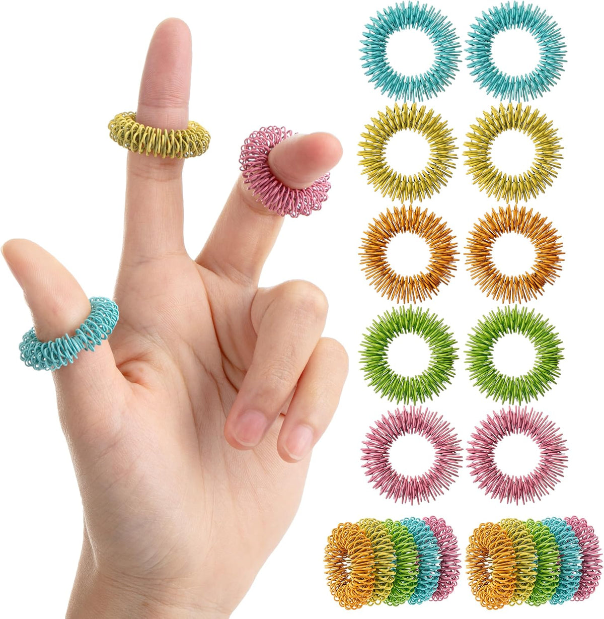 Mr. Pen- Spiky Sensory Rings, 10 Pack, Colorful