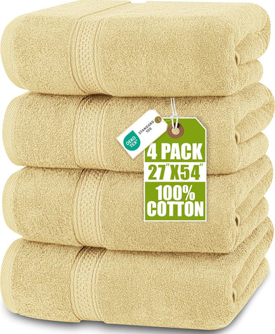 Utopia Towels 4 Pack Premium Bath Towels, 27x54 in, 600 GSM Cotton Beige