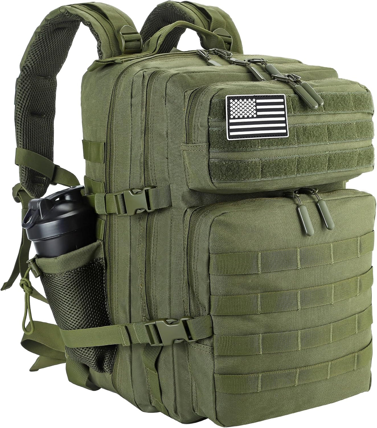 LHI Military Tactical Backpack for Men and Women 45L Army 3 Days Assault Pack Bag Large Rucksack with Molle System Army Green
