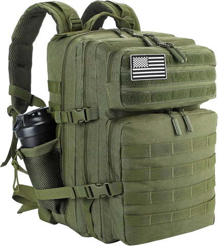 LHI Military Tactical Backpack for Men and Women 45L Army 3 Days Assault Pack Bag Large Rucksack with Molle System Army Green