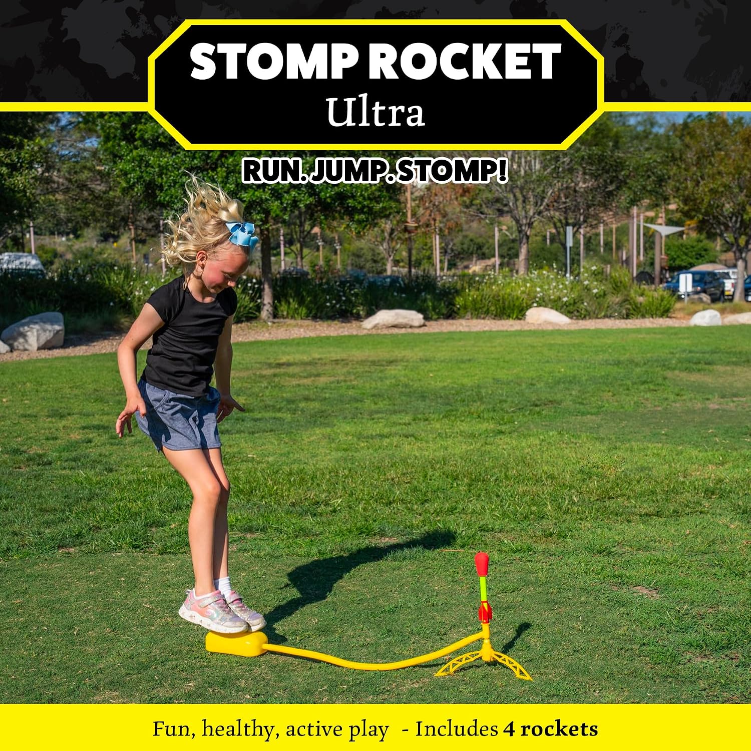 Stomp Rocket Ultra, High-Flying Rocket Launcher for Kids, 4 Rockets