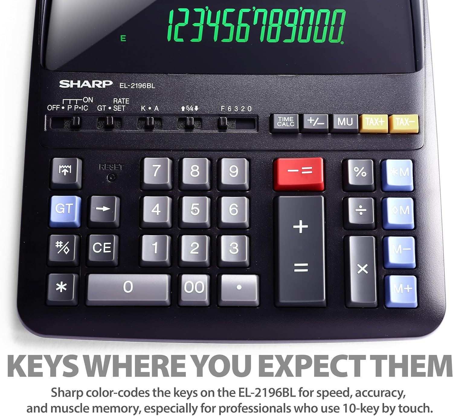 Sharp 12-Digit Two-Color Print Calculator, Black (EL2196BL)