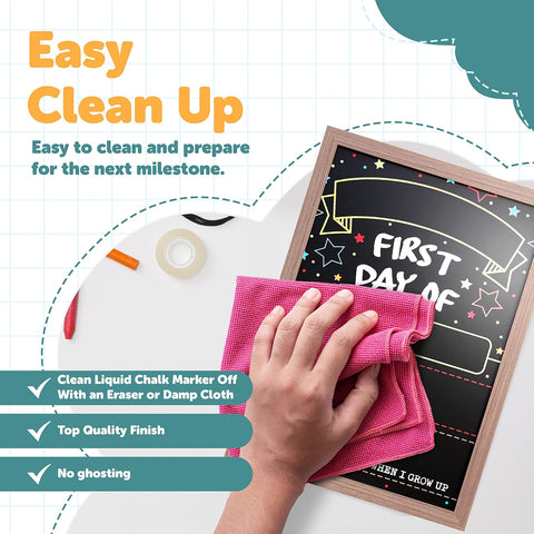 First Day Last Day of School Double Sided Sign with Frame (Reusable Dry Erase Board for Liquid Chalk Markers - 9.17" x 13.27") | Double Sided and Reusable - For use with Liquid Chalk Markers