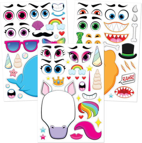JOYIN 36 Sheets 9"x6" Make a face Stickers for Kids, Make Your Own Animal Stickers with Unicorn, Dinosaur, Sea and Safari Animals, Crafts Birthday Party Favors, Goodie Bags Classroom Activities
