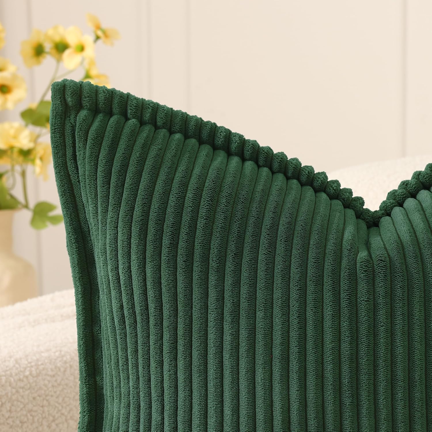Mecatny Soft Corduroy Throw Pillow Covers 26x26 Set of 2 Christmas Green