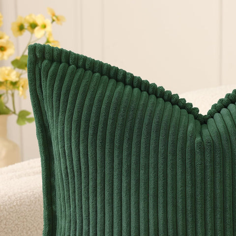 Mecatny Soft Corduroy Throw Pillow Covers 26x26 Set of 2 Christmas Green