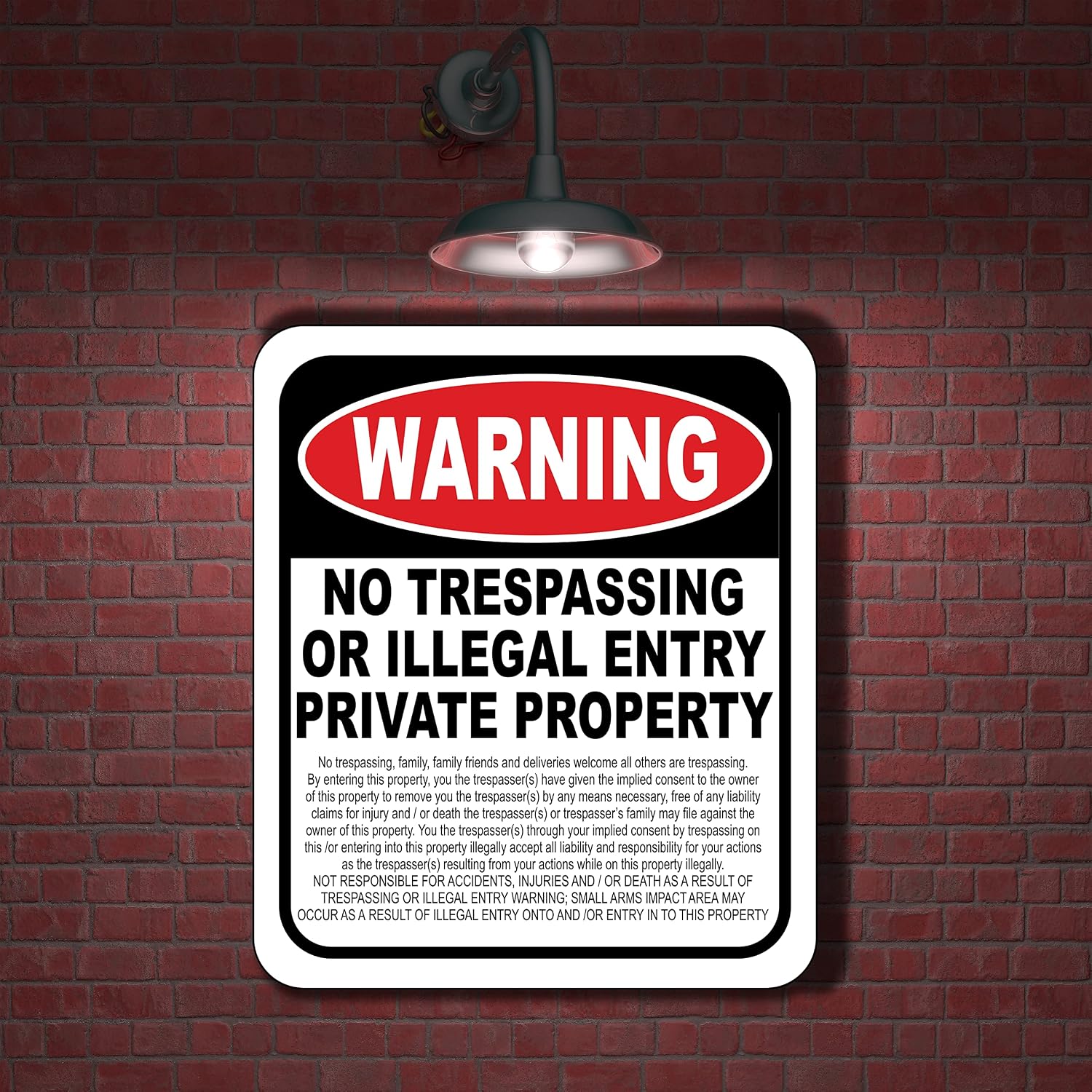 Warning No Trespassing Family Sign 15X18