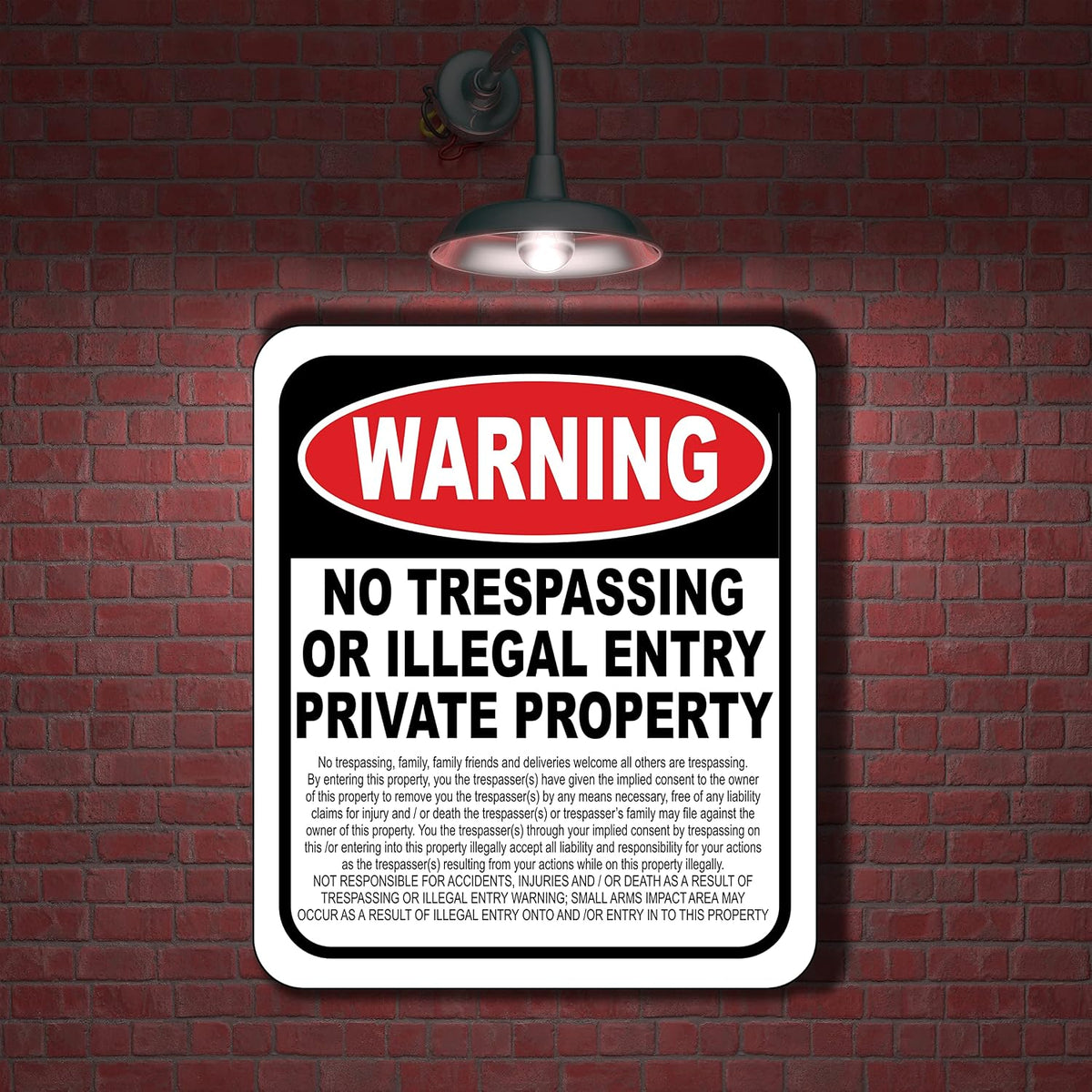 Warning No Trespassing Family Sign 15X18