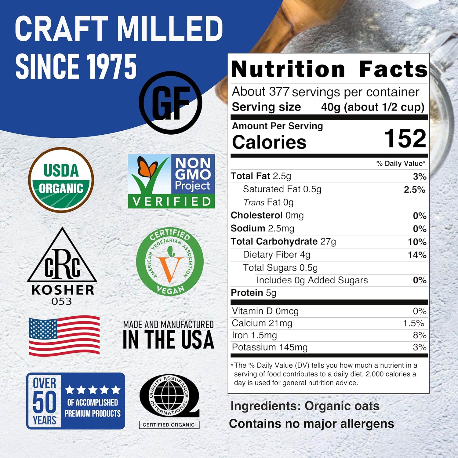 Great River Milling Organic Steel Cut Oats, Whole Grain, 25 lb