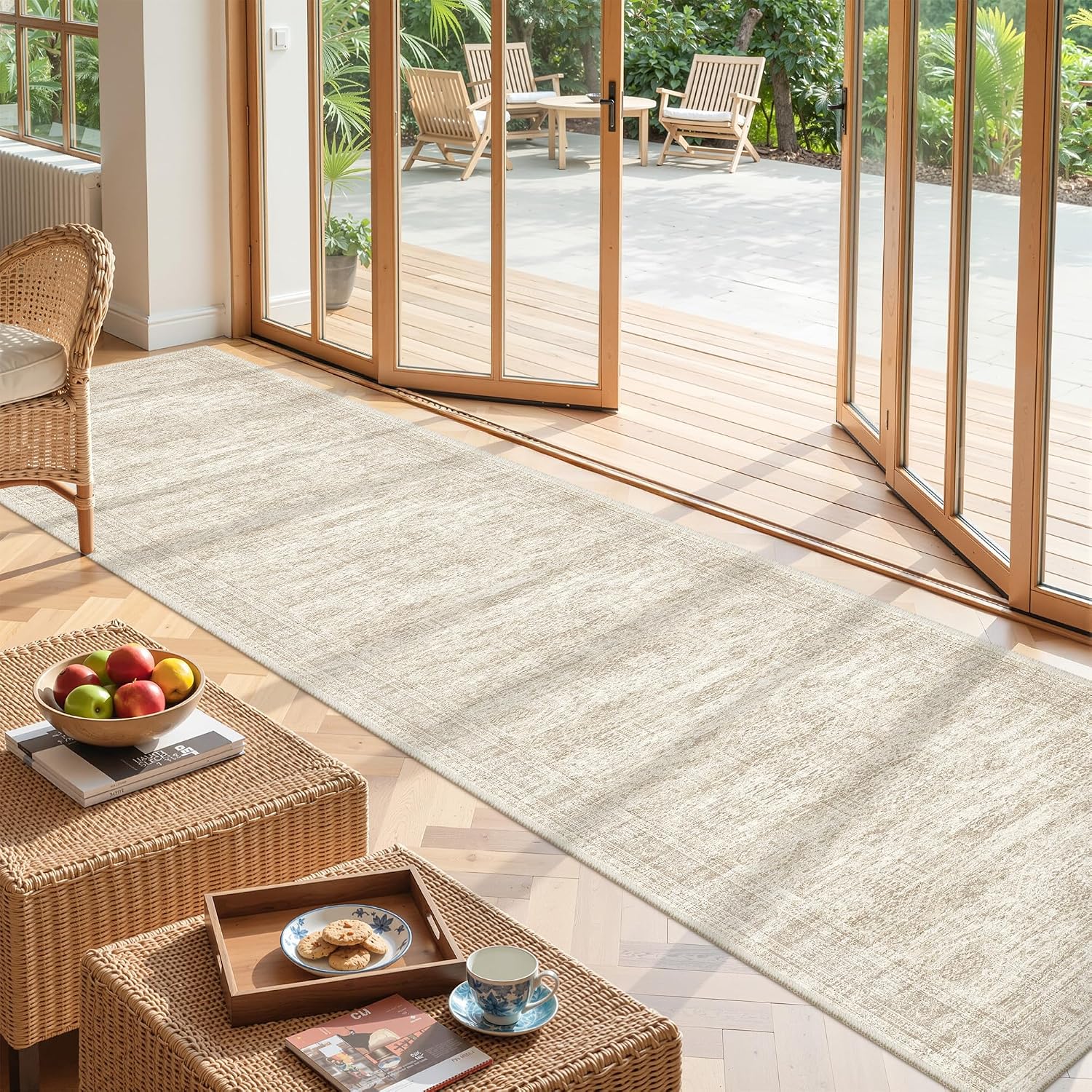 2x12 Runner Rug Non Slip,Washable Hallway Runner Rug,Beige