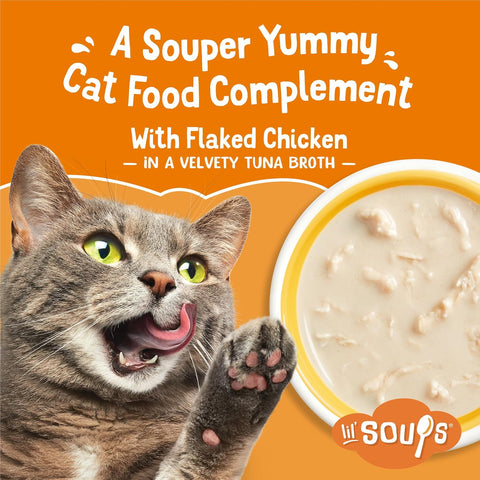 Friskies Purina Natural, Grain Free Wet Cat Food Lickable Cat Treats, Lil' Soups Flaked Chicken