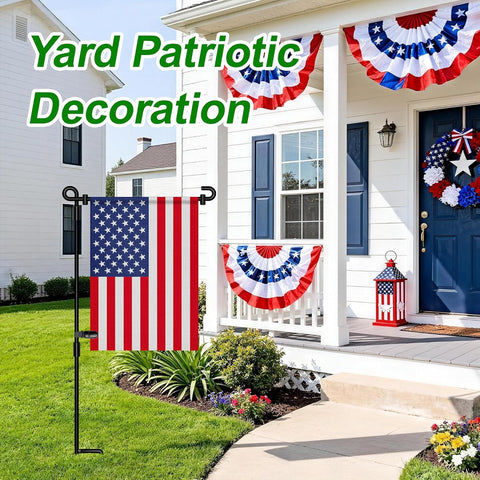 HOOSUN Garden Flag Stand,Premium Garden Flag Holder Pole Metal Powder-Coated Weather-Proof Paint with Graden Flag Clip and Spring Stoppers Without Flag Garden Decorations