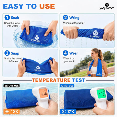 YQXCC 4 Pack Cooling Towels (47"x12"), Ice Cool Towels for Neck & Face