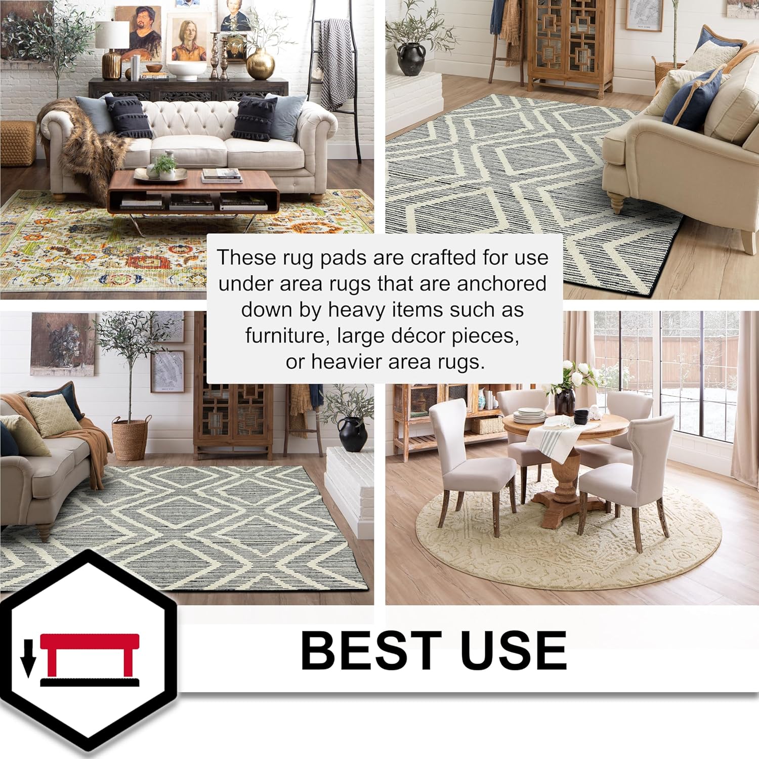 Mohawk Home Felt Rug Pad 4' x 6' - 1/2 Inch Thick Cushion for Area Rugs, Protective Underlay for Hardwood Floors, Comfort and Insulation – Felt Only Pad