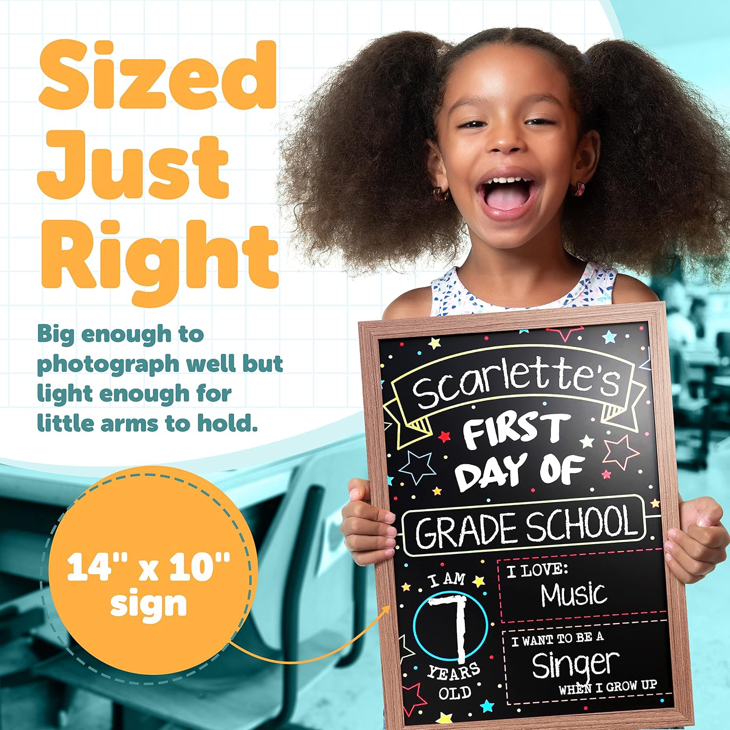 First Day Last Day of School Double Sided Sign with Frame (Reusable Dry Erase Board for Liquid Chalk Markers - 9.17" x 13.27") | Double Sided and Reusable - For use with Liquid Chalk Markers