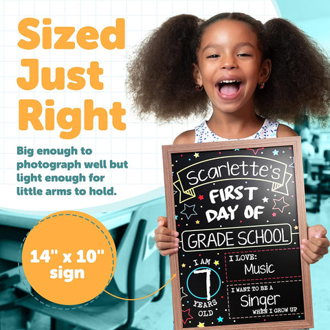First Day Last Day of School Double Sided Sign with Frame (Reusable Dry Erase Board for Liquid Chalk Markers - 9.17" x 13.27") | Double Sided and Reusable - For use with Liquid Chalk Markers