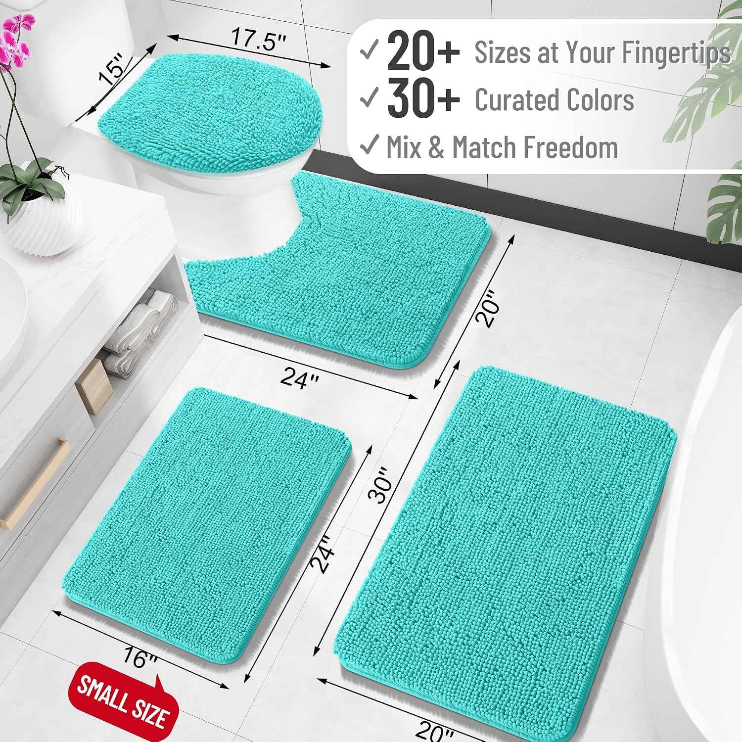 OLANLY Small Bathroom Rugs 30x18, Extra Soft Absorbent Chenille Bath Rugs