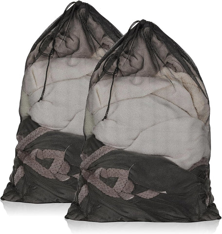 2 Pack Mesh Laundry Bags 23x34 Inch Drawstring Locking for Travel Home