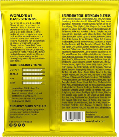 Ernie Ball Beefy Slinky Nickel Wound Bass Guitar Strings, 63-130 Gauge (P02840)