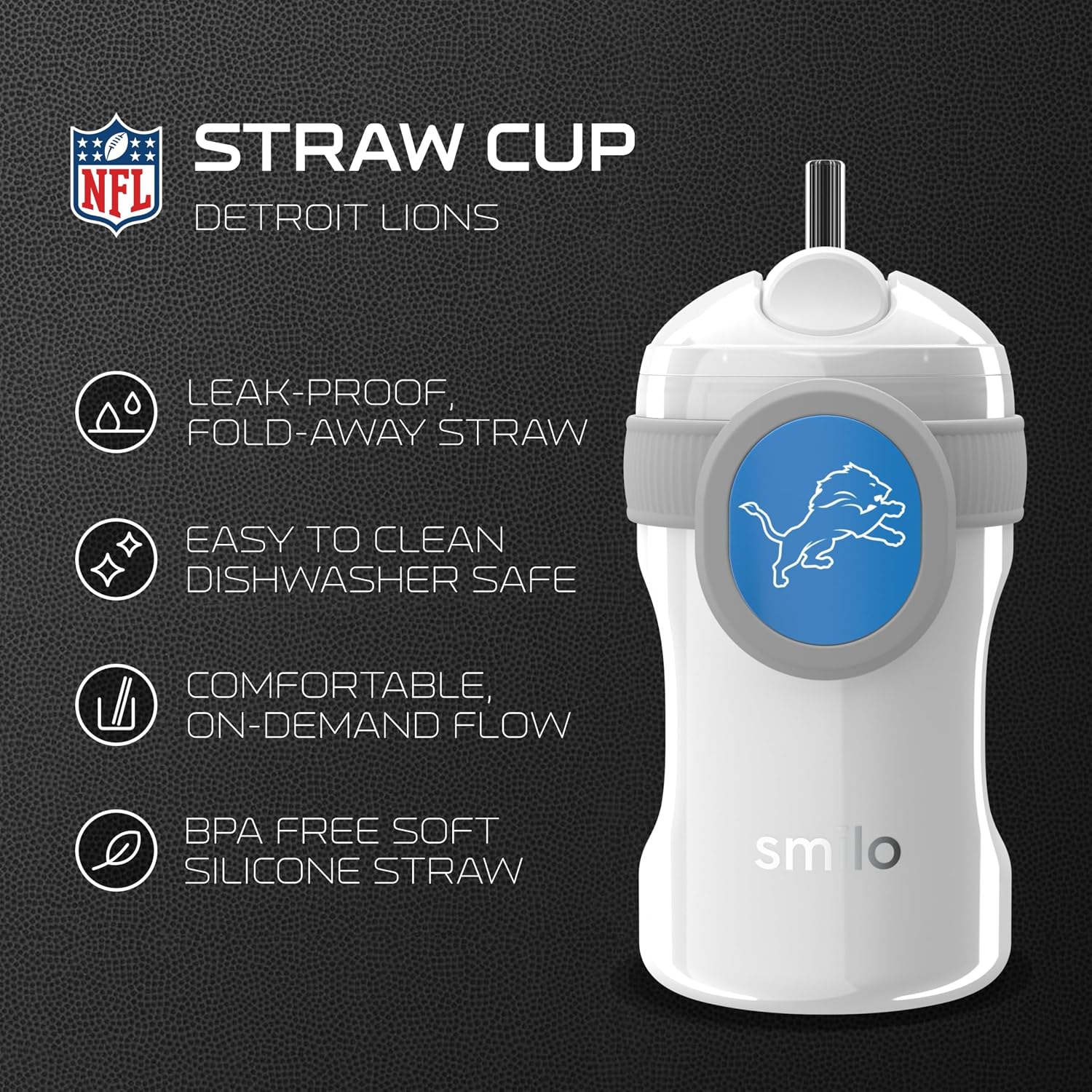 Smilo NFL Straw Cup 8.5 oz Capacity - Detroit Lions