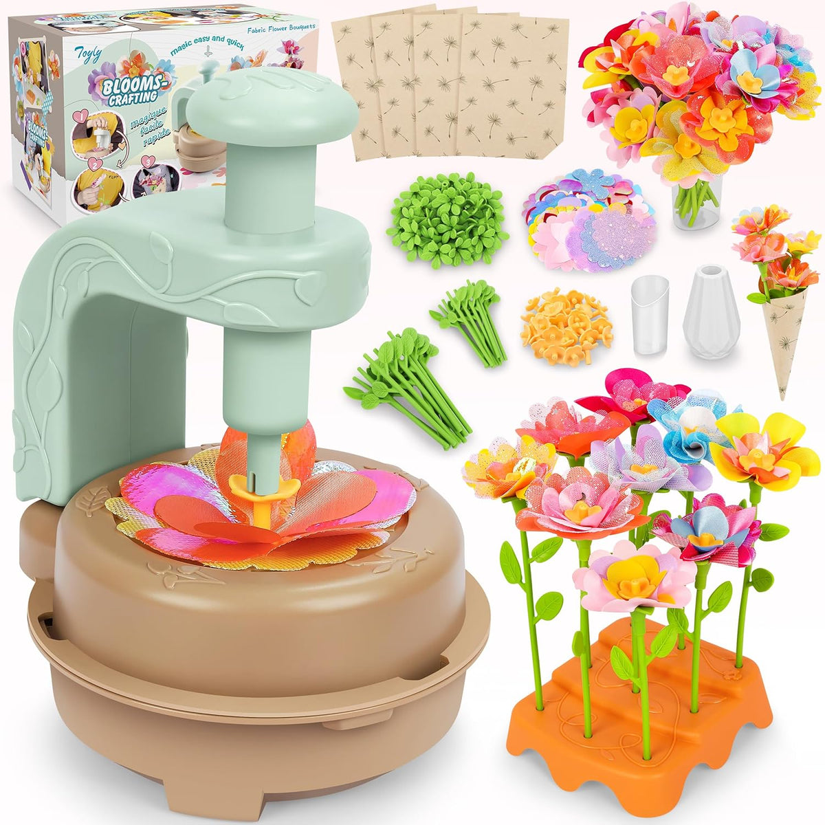 DIY Fabric Flower Bouquet Craft Kit, Educational Toy Gift Girls Toddlers 4+