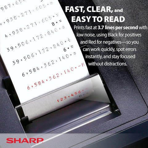Sharp 12-Digit Two-Color Print Calculator, Black (EL2196BL)