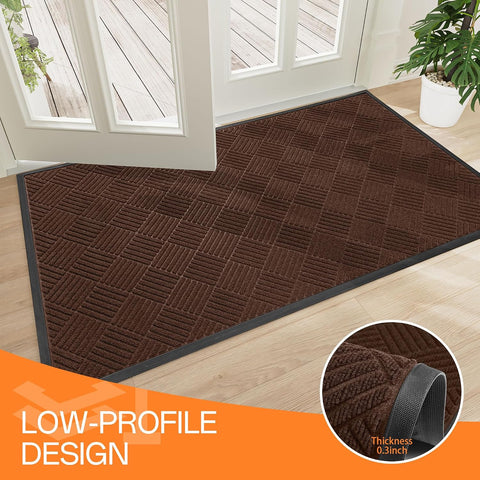 Indoor Outdoor Door Mat, 6' x 4' Doormat for Entryway, Brown