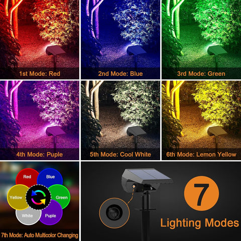 Solar Spot Lights Outdoor Waterproof Color Changing, 10 Pack, 13 LED RGB