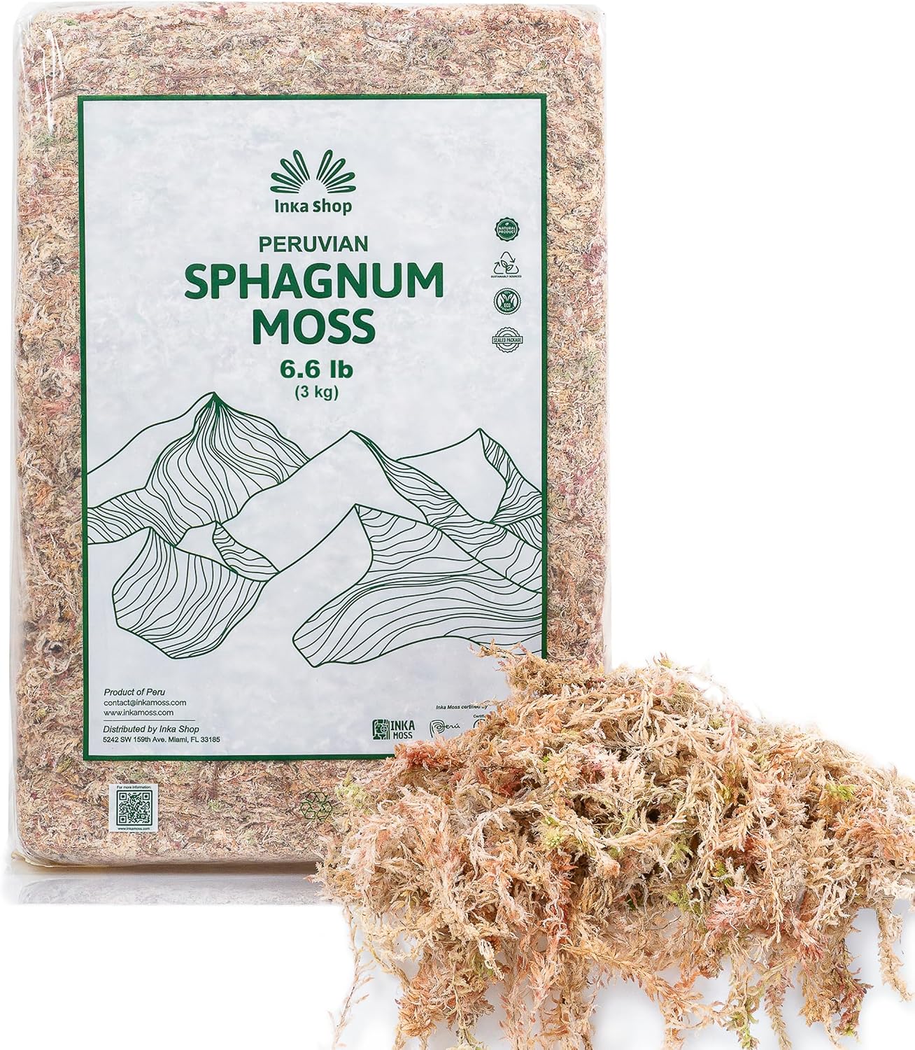Inkashop Long Fiber Sphagnum Moss for Orchids and Carnivorous Plants 6.6lb