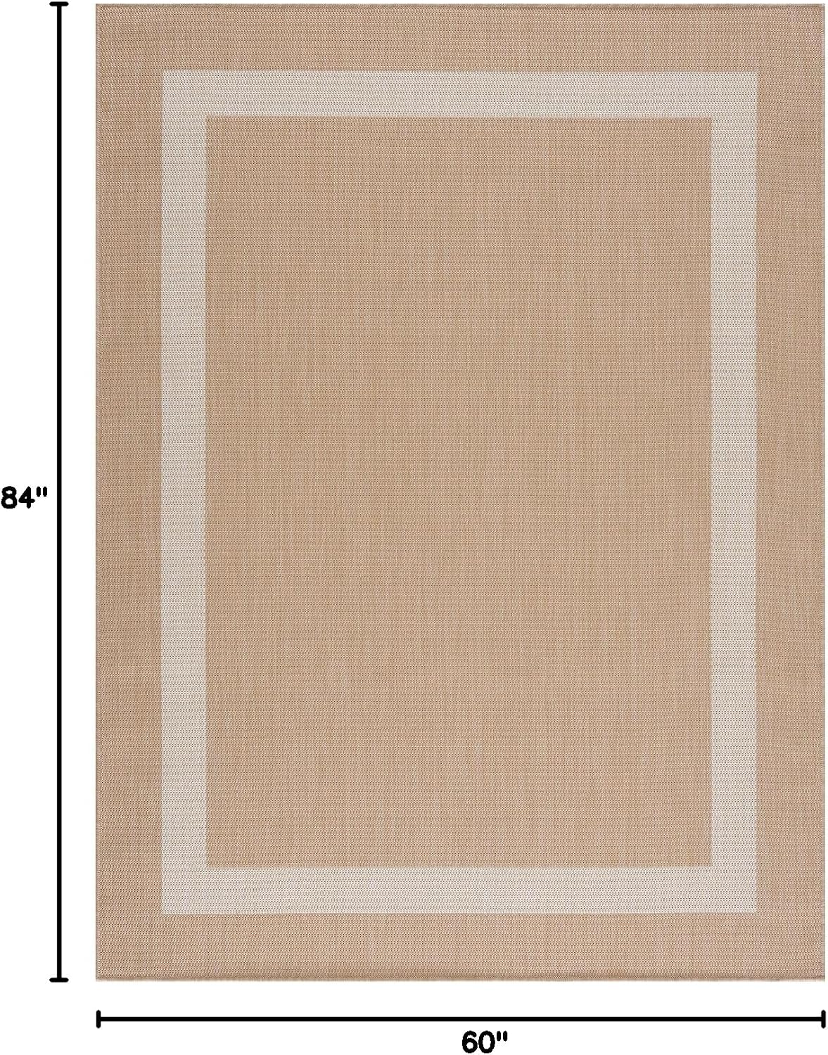 CAMILSON Outdoor Rug 5x7, Modern Outside Rugs for Patios Porches Waterproof Durable Washable Non-Shedding, Easy-to-Clean Indoor Outdoor Area Carpet (5 x 7, Bordered - Beige/White)