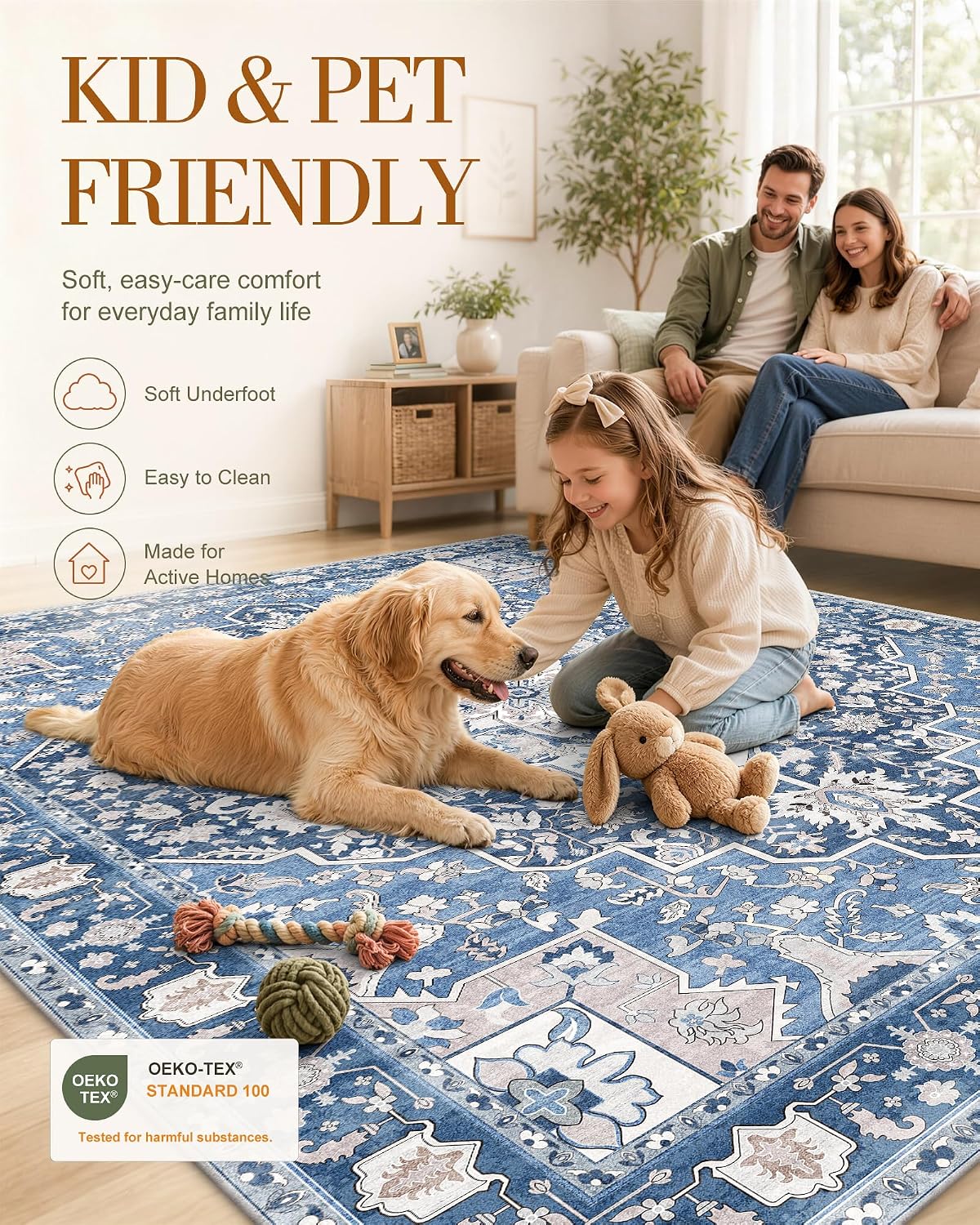 OLANLY 2x4 Washable Accent Rug Non Slip Carpet for Entryway Kitchen Bedside