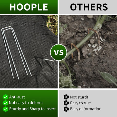 HOOPLE 4 Inch 100 Pack Galvanized Landscape Staples 12 Gauge Garden Stakes Landscaping Fabric Pins Anti-Rust Yard Stakes for Decoration Weed Barrier, Irrigation Tubing, Lawn Fabric & Greenhouse