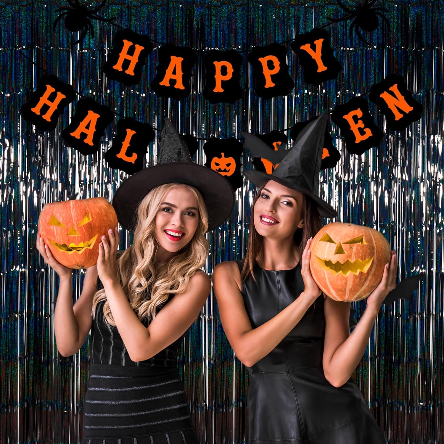 Melsan Black Foil Curtain Backdrop for Birthday Decorations, 2 Pack