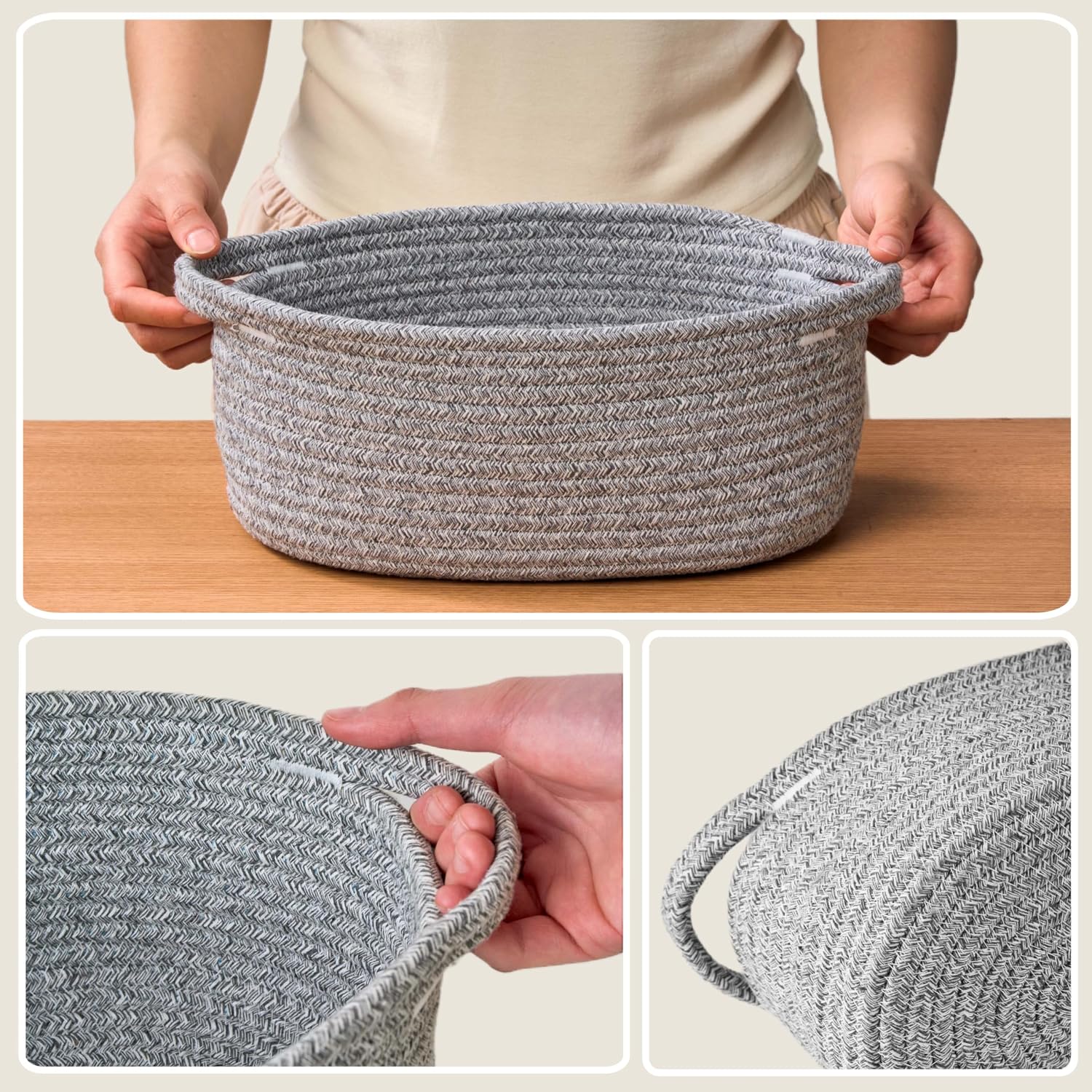Gift Basket Empty, Small Baby Shower Basket for Gifts, Gray