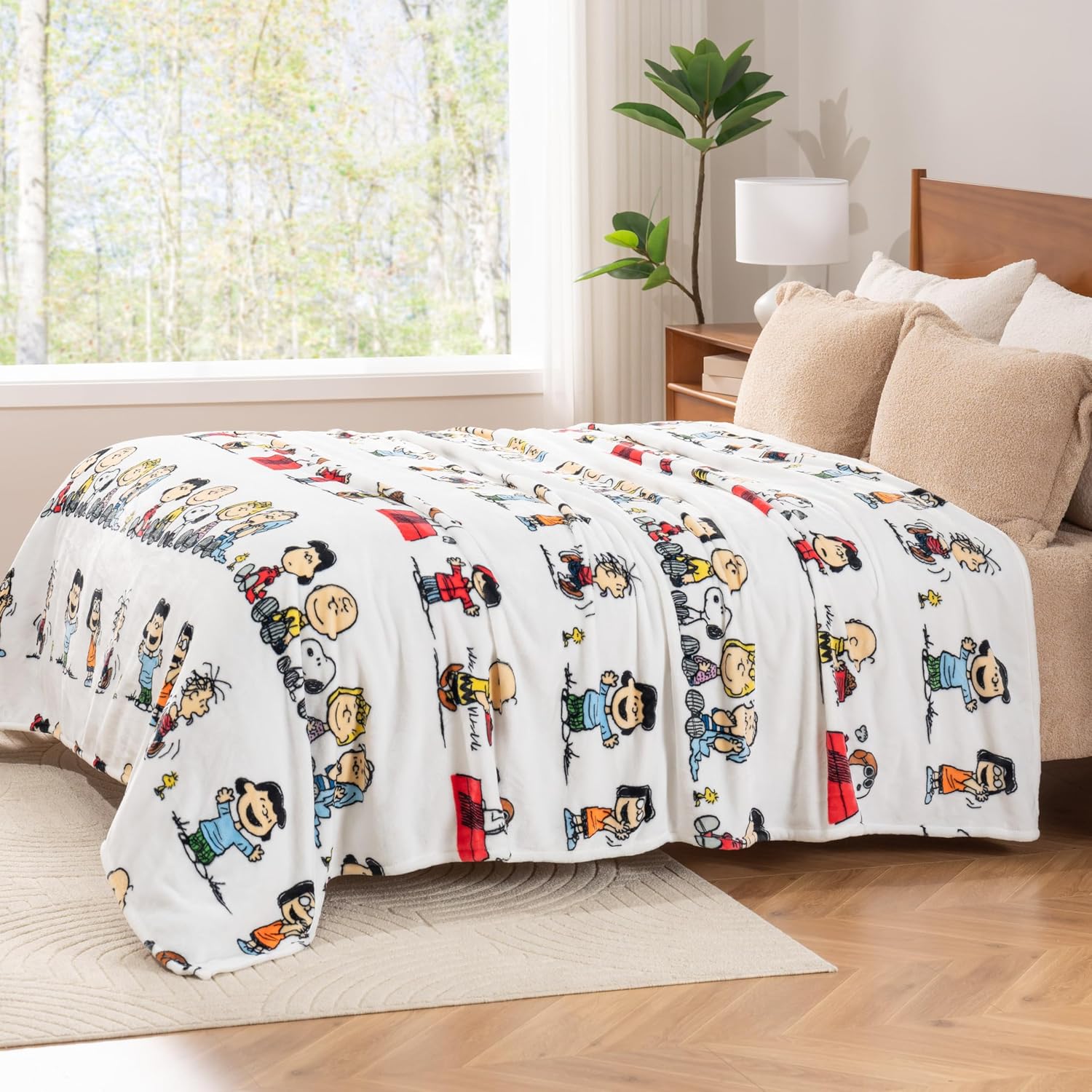 Berkshire Blanket Peanuts® VelvetLoft® Cute Character Snoopy Plush Blanket,Peanuts Stripe Multi,Twin 60 in x 90 in (Official Peanuts® Product)