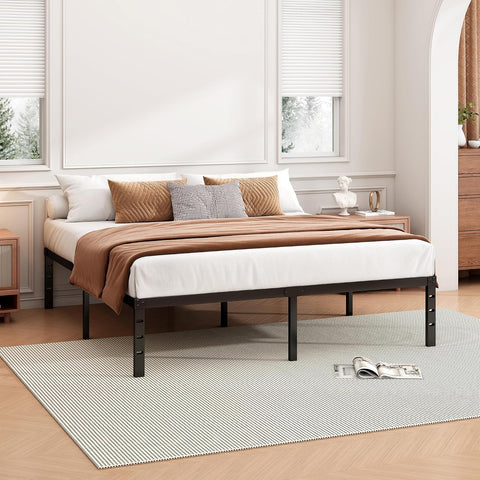 Hafenpo 18 Inch Full Bed Frame, Under Bed Storage, Black