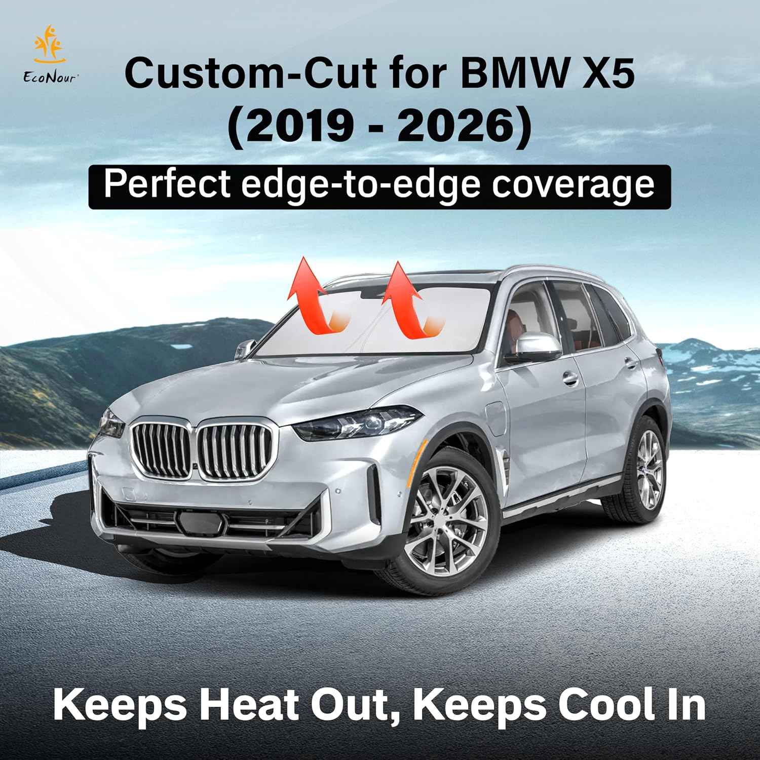EcoNour Windshield Sunshade Compatible for BMW X5 2019-2024 2025 2026