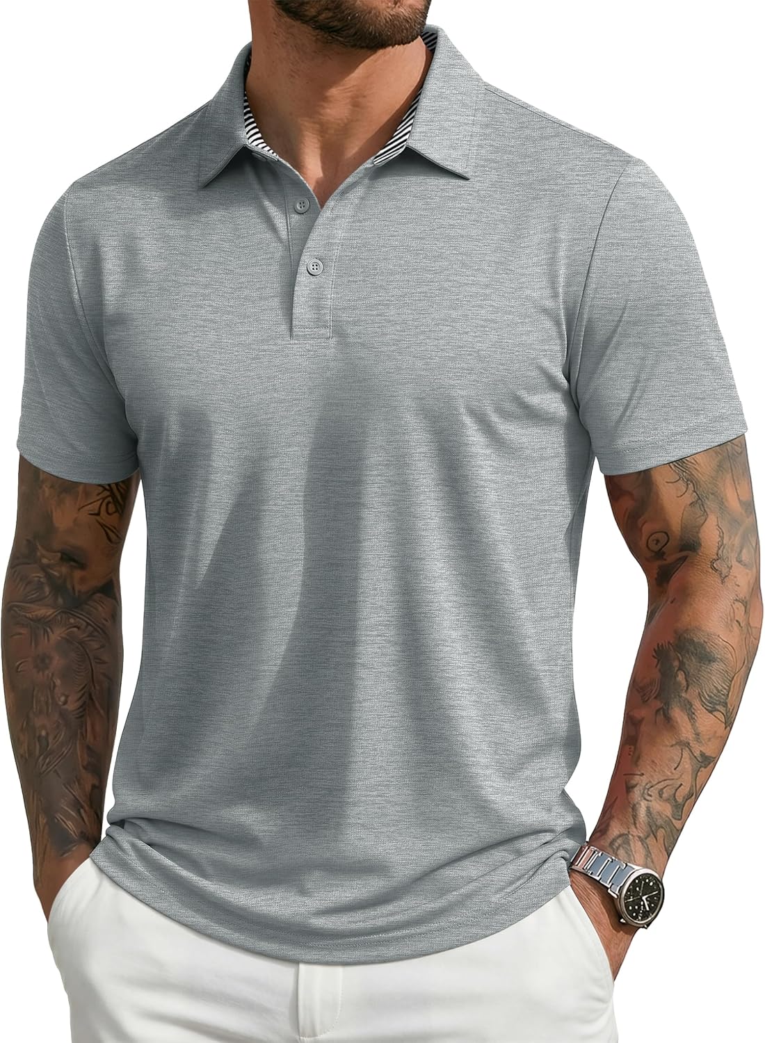 MAGCOMSEN Men's Short Sleeve Polo Golf Shirts 3-Button Moisture Wicking Athletic T-Shirts Casual Collared Shirt