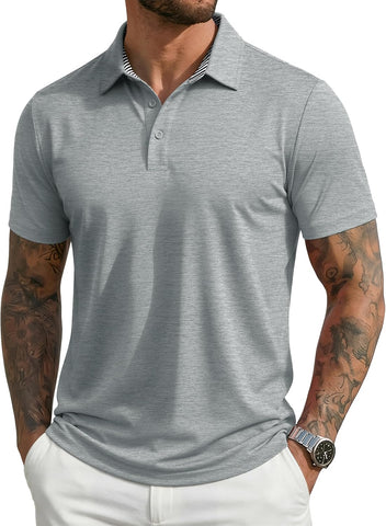 MAGCOMSEN Men's Short Sleeve Polo Golf Shirts 3-Button Moisture Wicking Athletic T-Shirts Casual Collared Shirt
