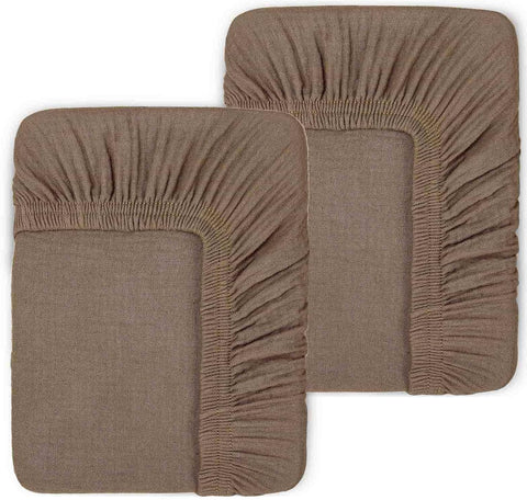 2 Pack Muslin Crib Sheets for Standard Crib Mattress 52" x 28", Taupe