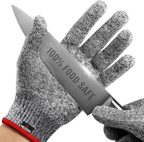 NoCry Premium Cut Resistant Gloves Food Grade — 100% Food Safe — Level 5 Meat Cutting Glove for Chefs & Butchers — Perfect Mandoline Glove or Oyster Shucking Gloves with Superior Comfort & Dexterity