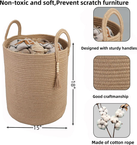 XUANGUO Rope Laundry Basket Laundry Hamper for Clothes Jute