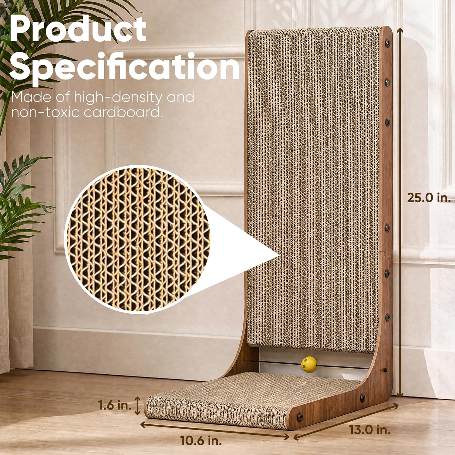 FUKUMARU Cat Scratcher 2 Packs, 25 Inch Cat Scratching Boards, L Shaped Pad