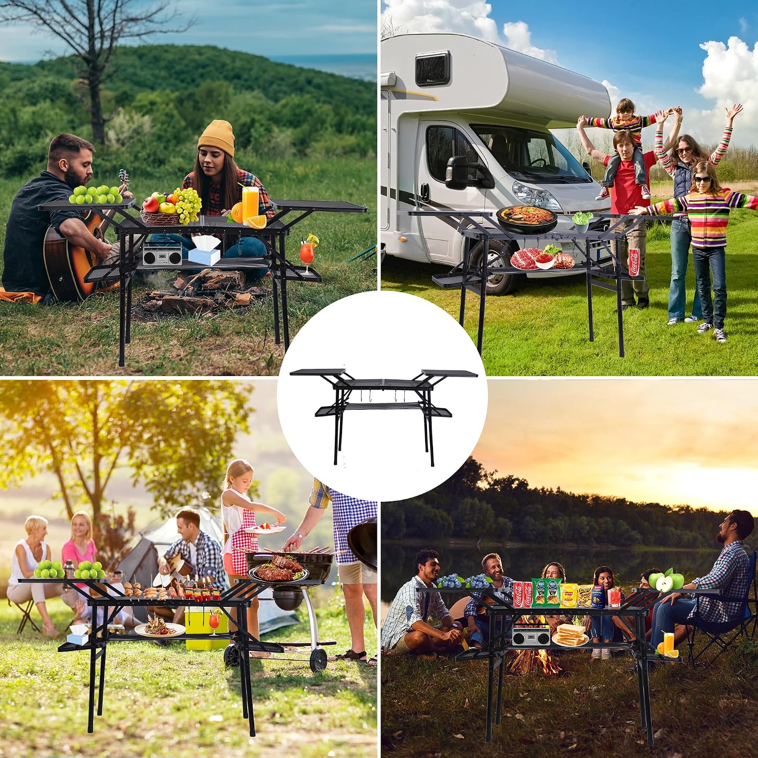 Nice C Camping Metal Table, Compact Outdoor Folding Tailgate Grill Table