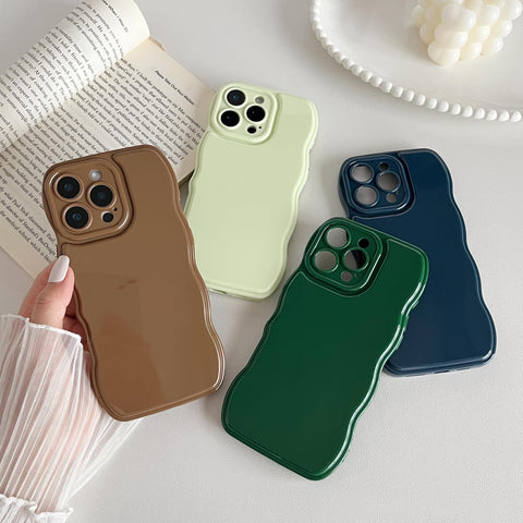 FABSPARK for iPhone 16 Pro Max Case, Soft Wave Wavy Frame,Light Green