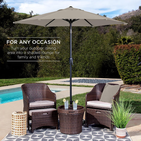 Best Choice Products 7.5ft Heavy-Duty Round Outdoor Market Table Patio Umbrella w/Steel Pole, Push Button Tilt, Easy Crank Lift - Beige