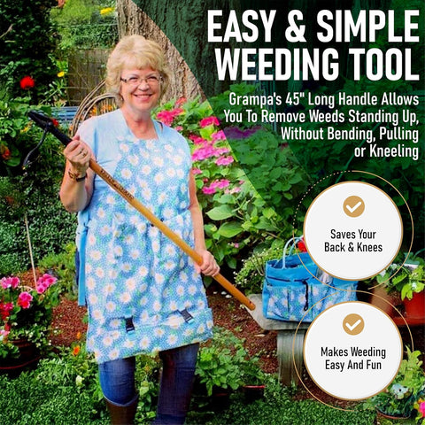 Grampa's Weeder Original Stand Up Weed Puller Tool with Bamboo Long Handle