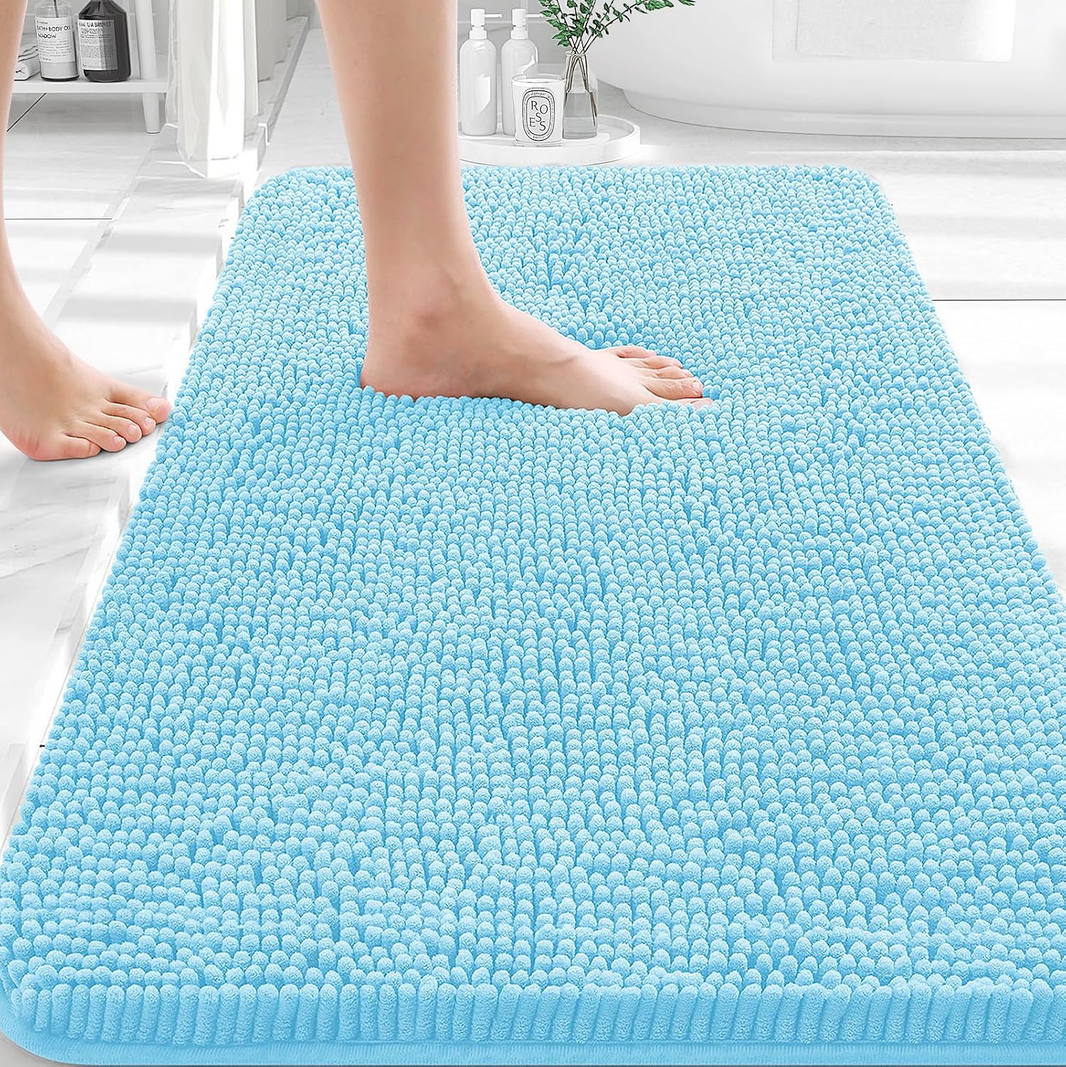 OLANLY Small Bathroom Rugs 30x18, Extra Soft Absorbent Chenille Bath Rugs